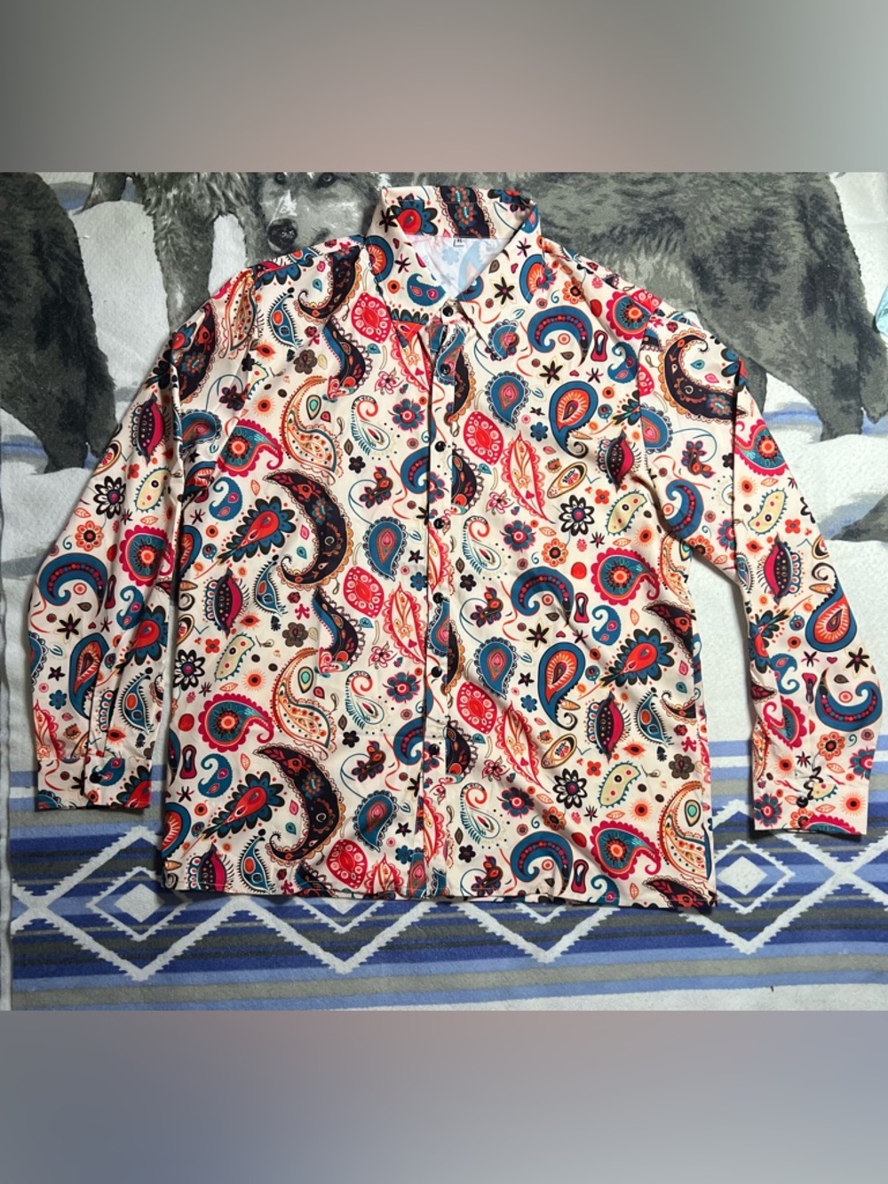 Men’s Retro Inspired Paisley & Floral Print Long Sleeve Button Up Dress Shirt